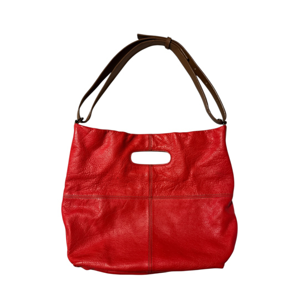 barr + barr Red Leather Tote Bag One Size Adjustable Strap